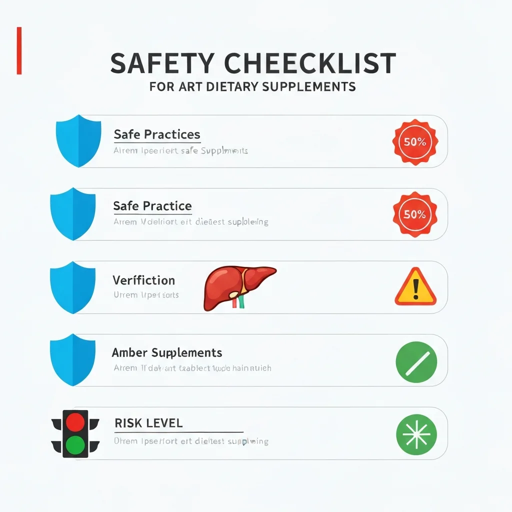 Safety checklist infographic for evaluating natural fat-burning supplements showing warning signs and verification steps