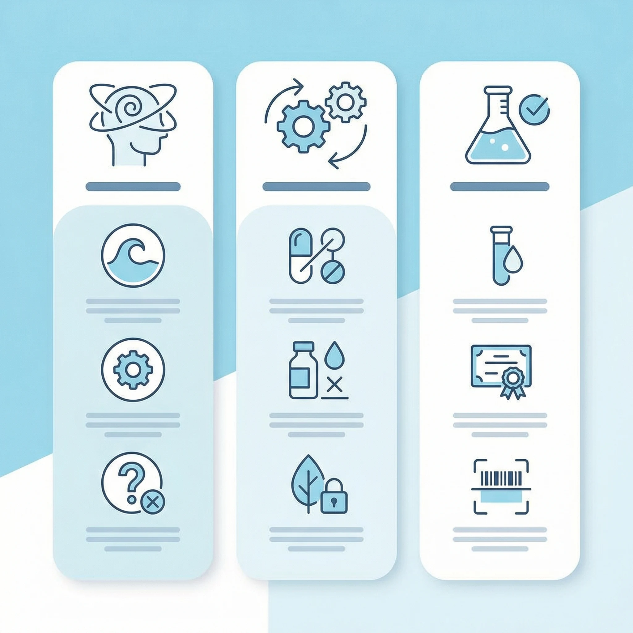 Infographic-style chart illustrating CBD side effects, interaction risk, and quality checks